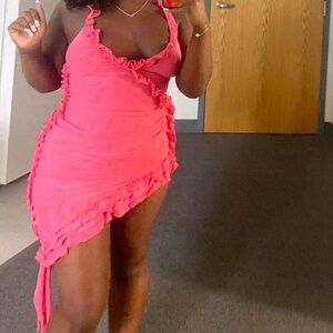 Ruffled Pink Mini Dress